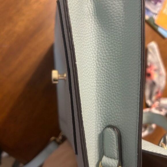 Nanette Lepore Riya Mineral Blue Top Handle crossbody Satchel W/Scarf bag - Picture 7 of 8